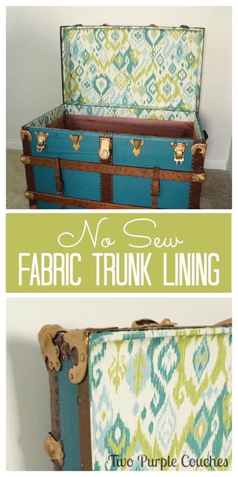 attach fabric to metal bottom of vintage trunk|how to restore trunk interior.